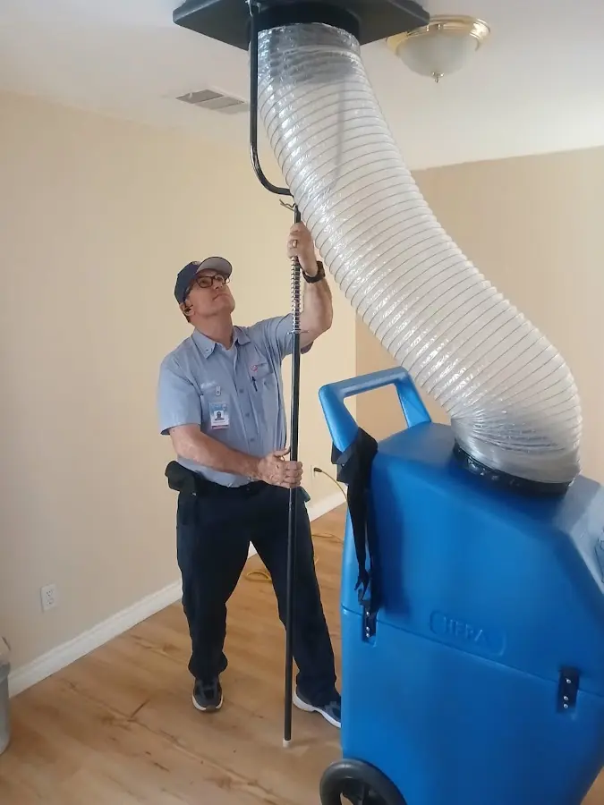 Mini Split Installation technician using HEPA equipment in Elk Grove Village